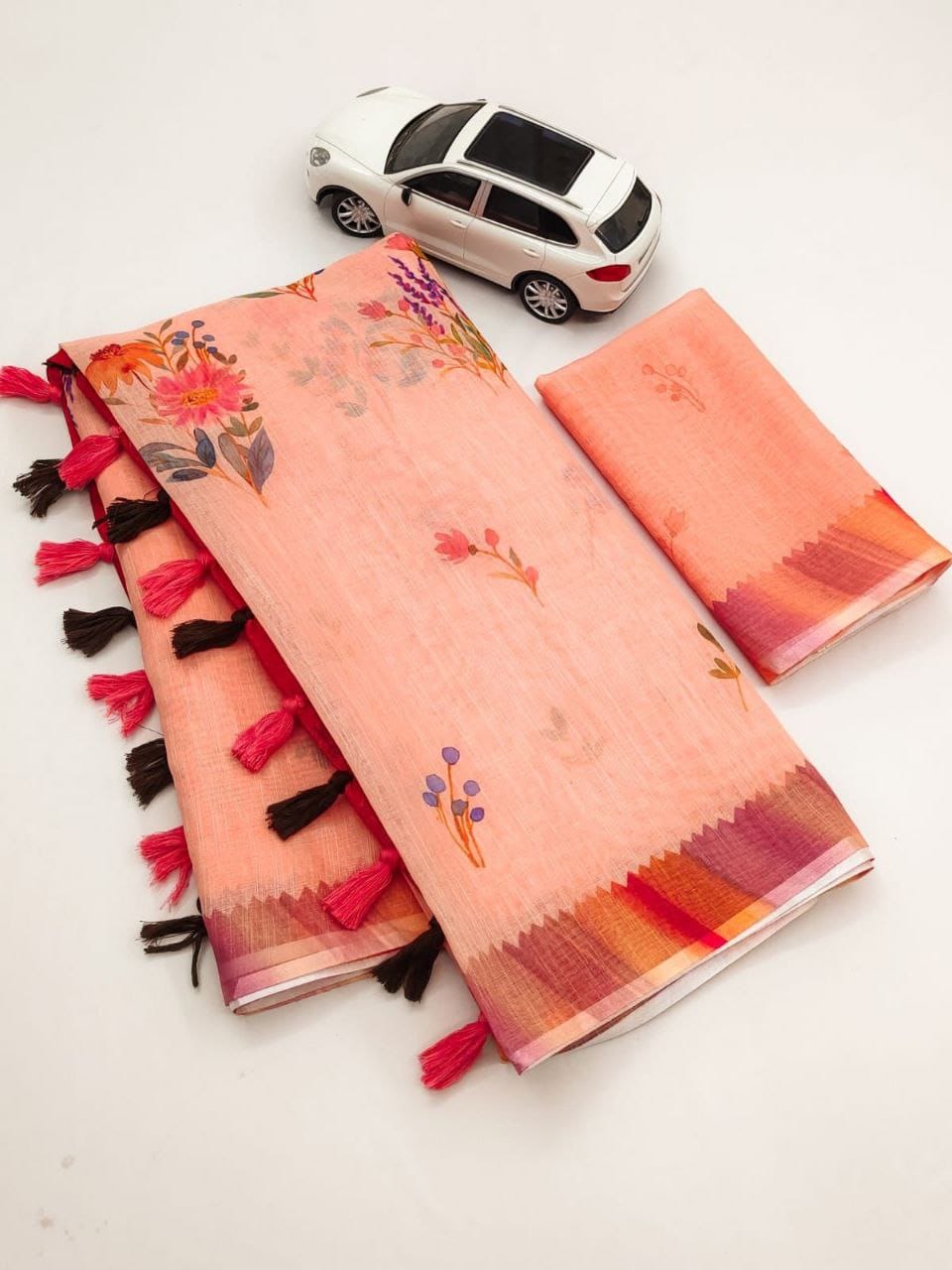 MG 348 Linen Digital Printed Non Catalog Sarees Wholesale Market In Surat